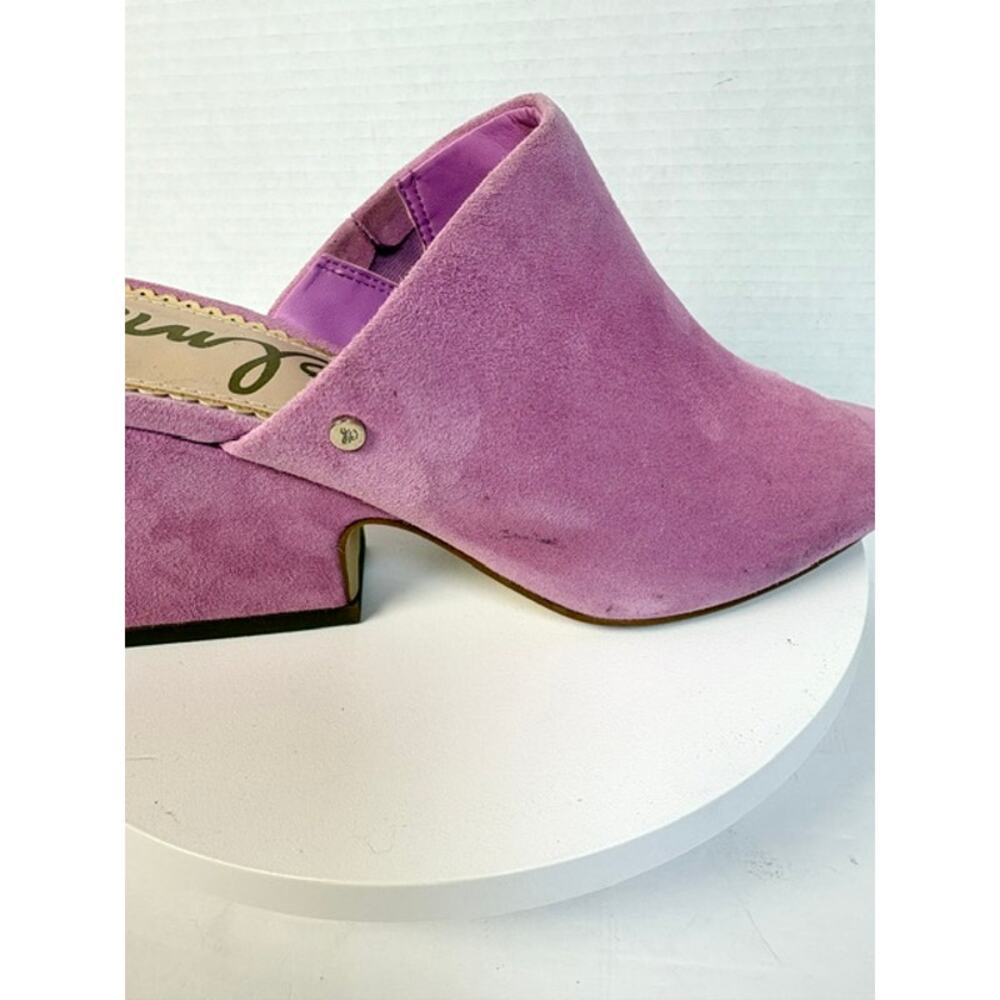 Sam Edelman Pink Suede Rheta Mules Peep Toe Block Heel Barbiecore Sandals 8.5 - Picture 10 of 10
